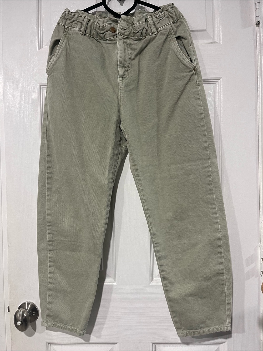 Zara Light Sage Paperbag Waist Pants